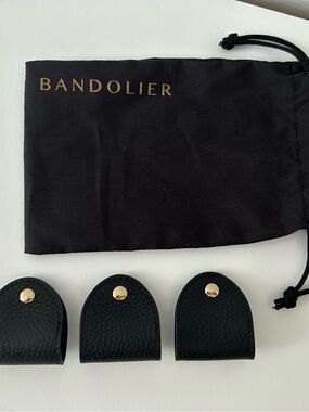 Bandolier Black Leather Cord Organizers with Gold Accents
